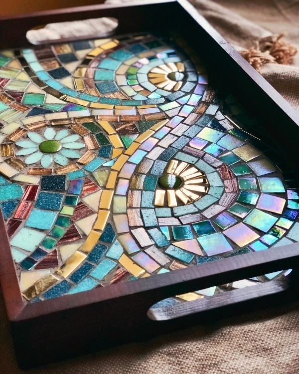 Mosaic Tray, Art Tray Mosaic, Fine Art Tray 