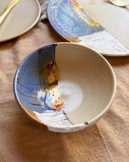 Abstract Blonde Dinner/Soup Bowl
