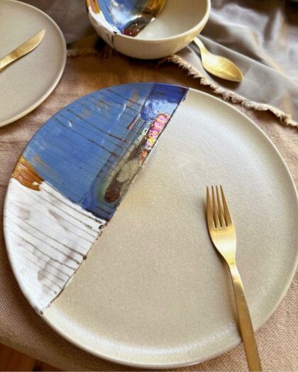 Abstract Blonde Dinner Plate