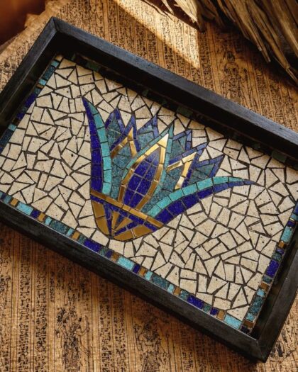 Lotus Mosaic Tray Set