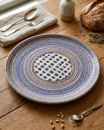 Navy Spiral Large Plate